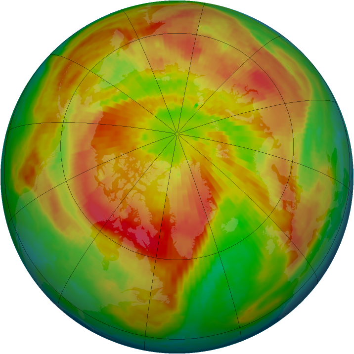 Arctic ozone map for 25 March 2004